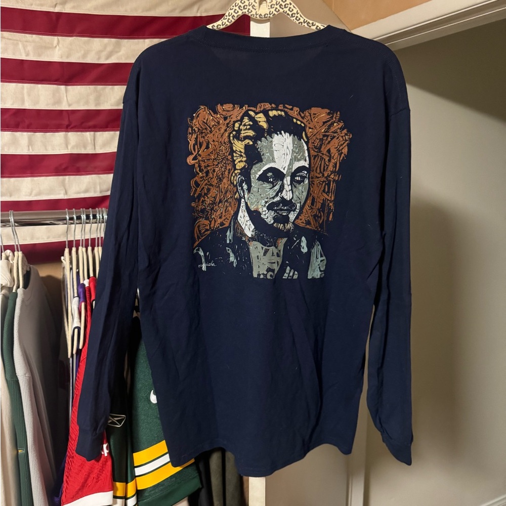 Citizen Cope Offical Merch Navy Graphic Long Sleeve Shirt Large